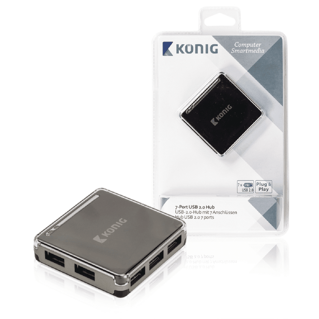 7 Poorten Hub USB 2.0 Zwart