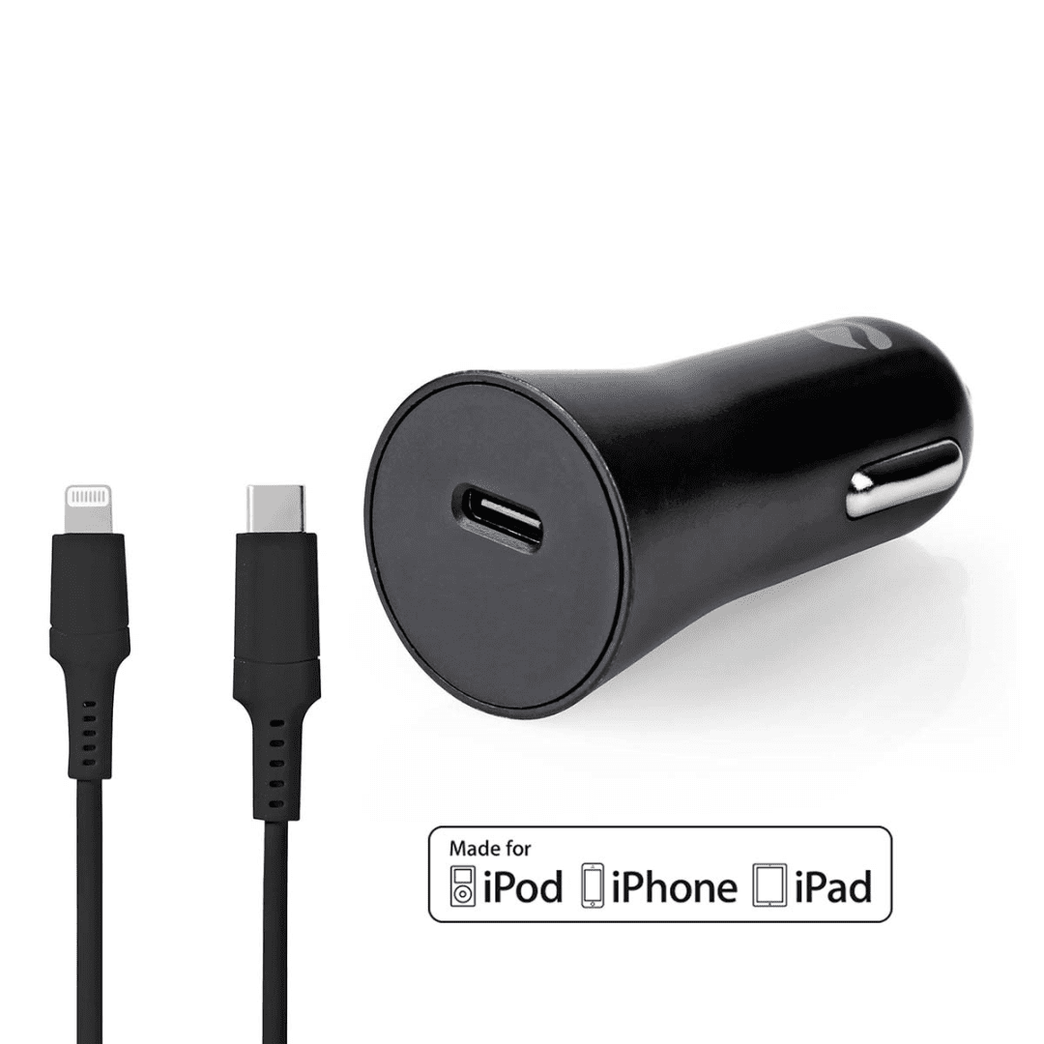 Autolader 20 W 1.67 / 2.22 / 3.0 A Outputs: 1 Poorttype: USB-C Lightning 8-Pins Los Kabel 1.0 m Automatische Voltage Selectie
