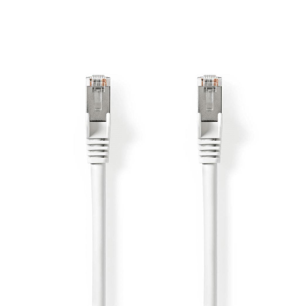 Cat 8.1 Netwerkkabel S/FTP RJ45 Male RJ45 Male 1.00 m Rond LSZH Wit Envelop