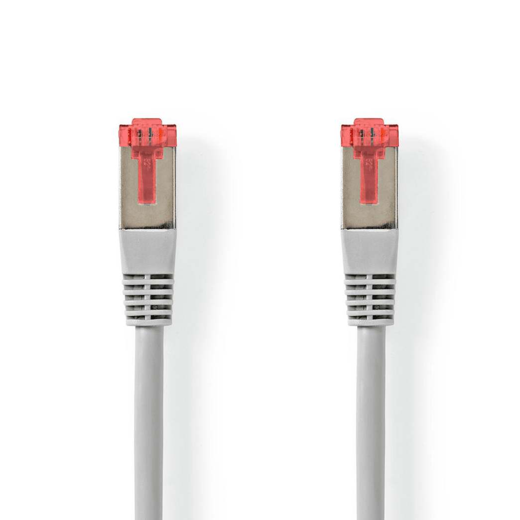 CAT6-kabel RJ45 Male RJ45 Male S/FTP 3.00 m Rond PVC Grijs Label