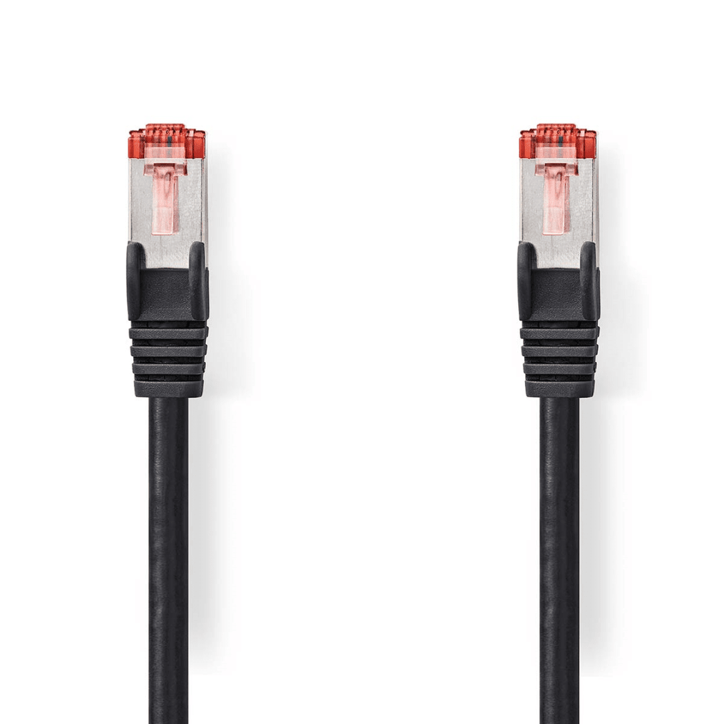 CAT6 Netwerkkabel RJ45 Male RJ45 Male S/FTP 1.00 m Rond LSZH Zwart Label