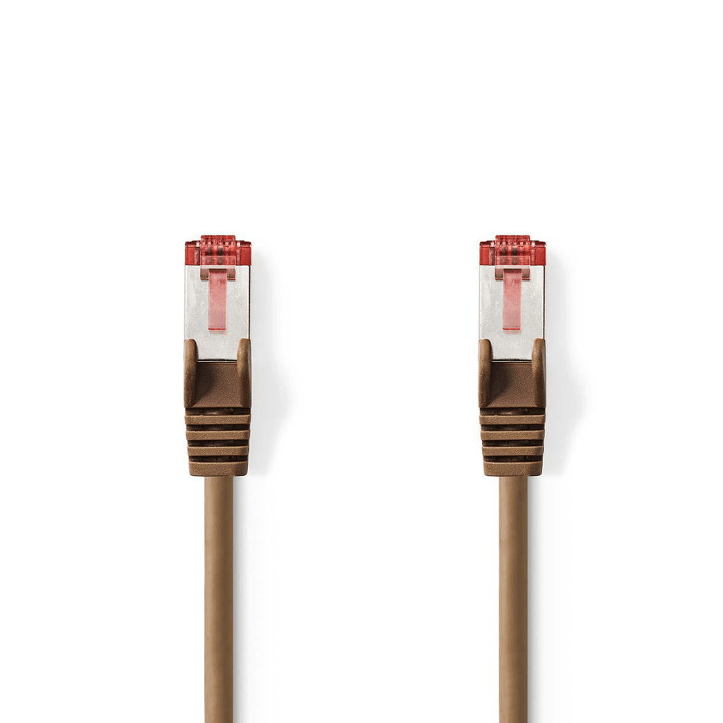 CAT6 Netwerkkabel RJ45 Male RJ45 Male S/FTP 1.50 m Rond LSZH Bruin Polybag