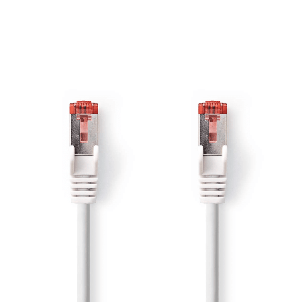 CAT6 Netwerkkabel RJ45 Male RJ45 Male S/FTP 7.50 m Rond LSZH Wit Label