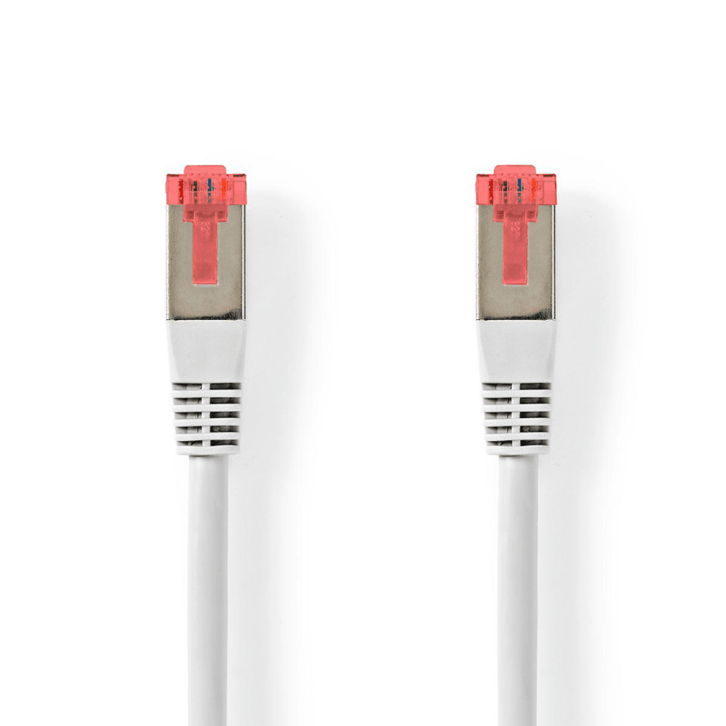 CAT6 Netwerkkabel RJ45 Male RJ45 Male S/FTP 7.50 m Rond PVC Wit Label