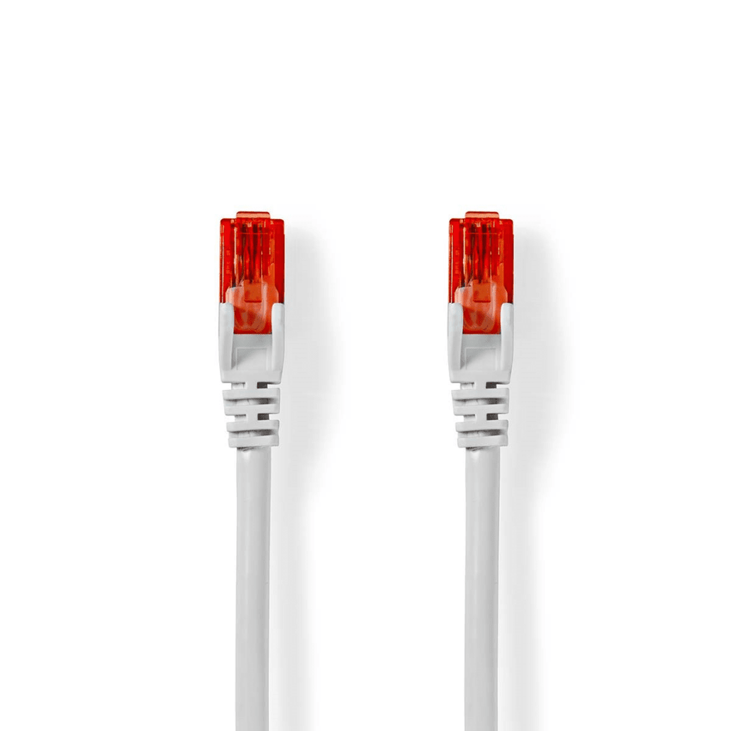 CAT6 Netwerkkabel RJ45 Male RJ45 Male U/UTP 0.25 m Rond PVC Wit Polybag