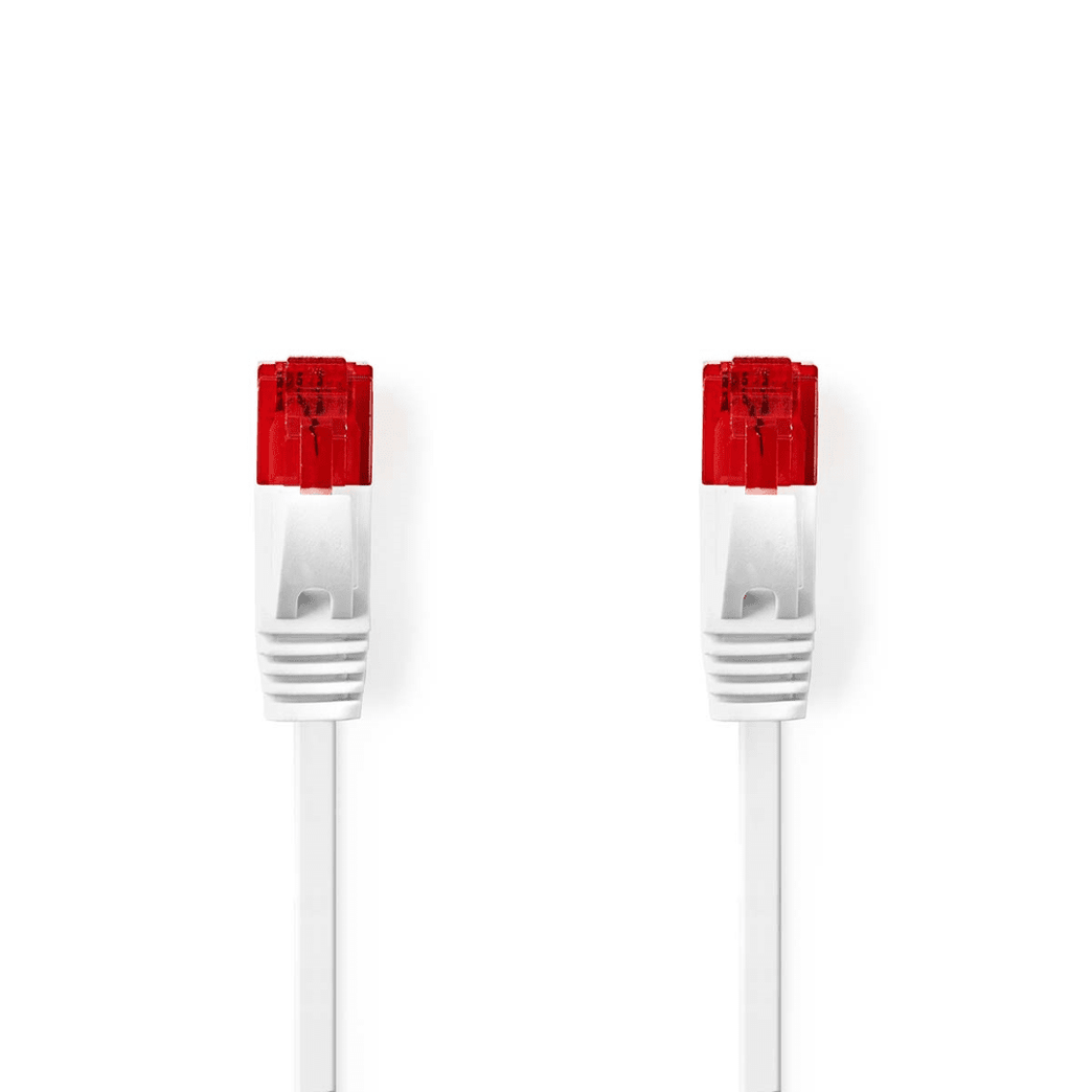 CAT6 Netwerkkabel RJ45 Male RJ45 Male U/UTP 2.00 m Snagless Plat PVC Wit Label