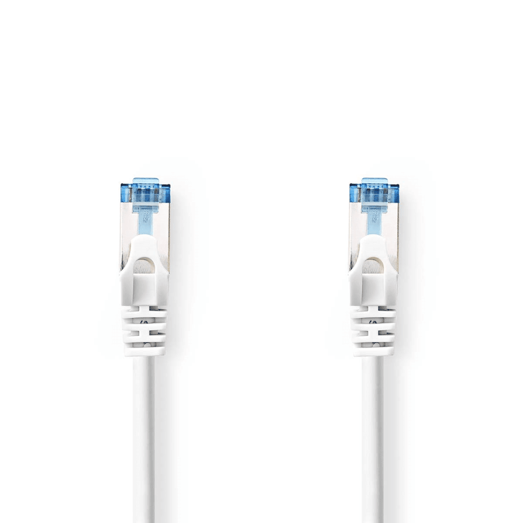 CAT6a netwerkkabel S/FTP RJ45 Male RJ45 Male 1.00 m Snagless Rond LSZH Wit Label