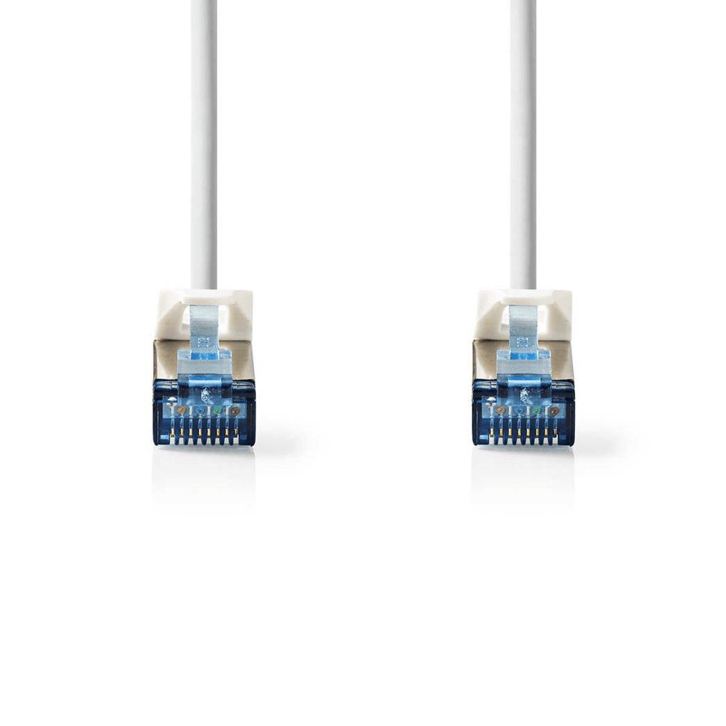 CAT6a netwerkkabel S/FTP RJ45 Male RJ45 Male 2.00 m Snagless Rond LSZH Wit Label