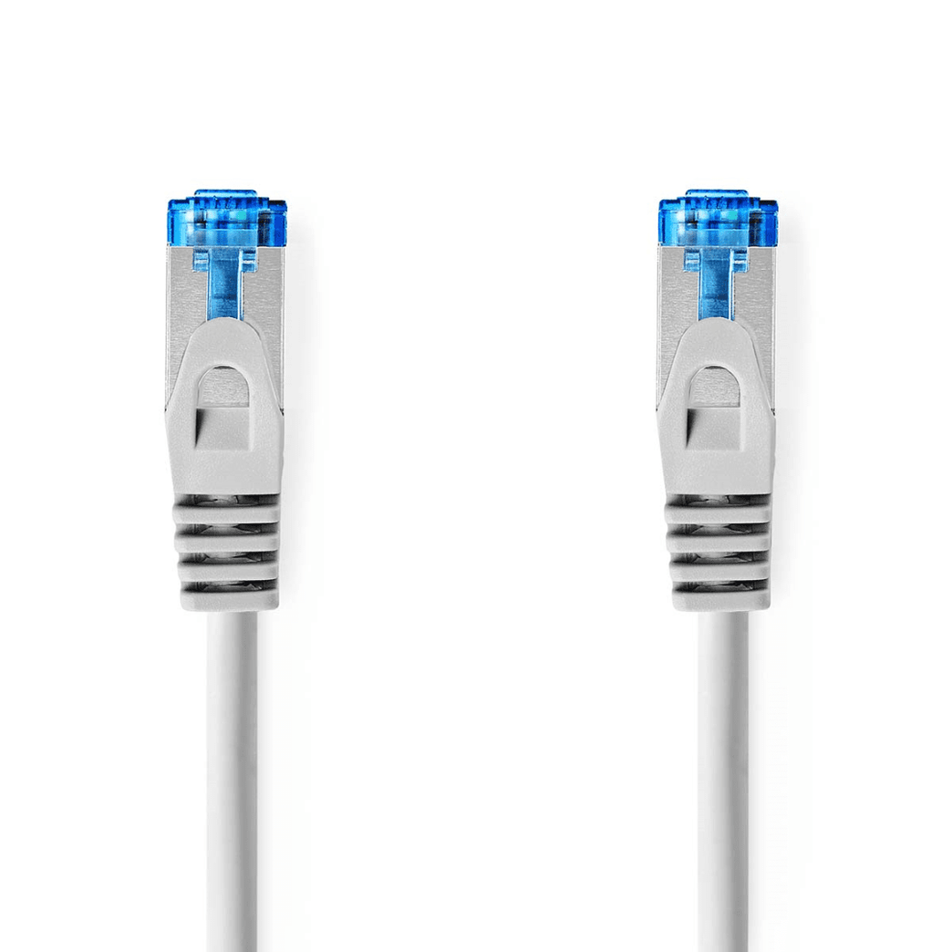 CAT6a netwerkkabel S/FTP RJ45 Male RJ45 Male 5.00 m Snagless Rond LSZH Wit Label