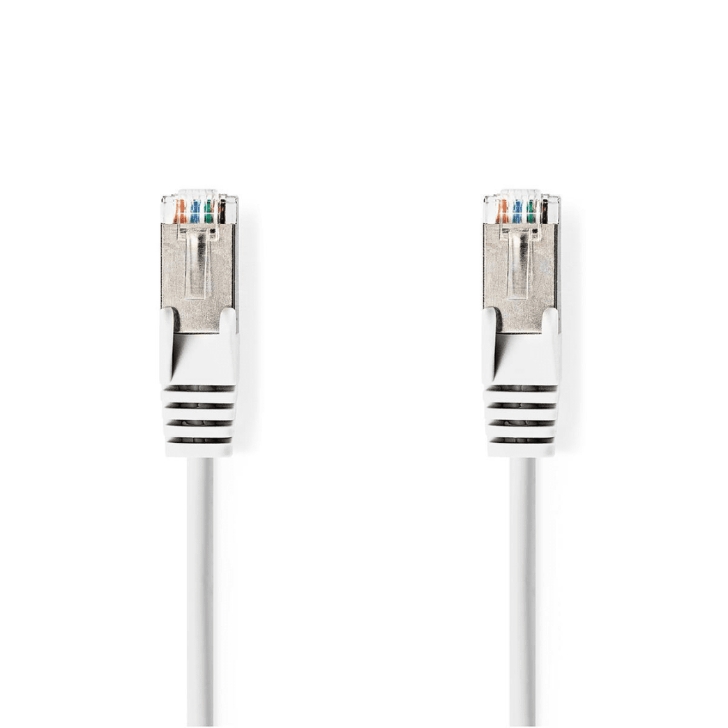 CAT6a netwerkkabel SF/UTP RJ45 Male RJ45 Male 10.0 m Rond PVC Wit Label