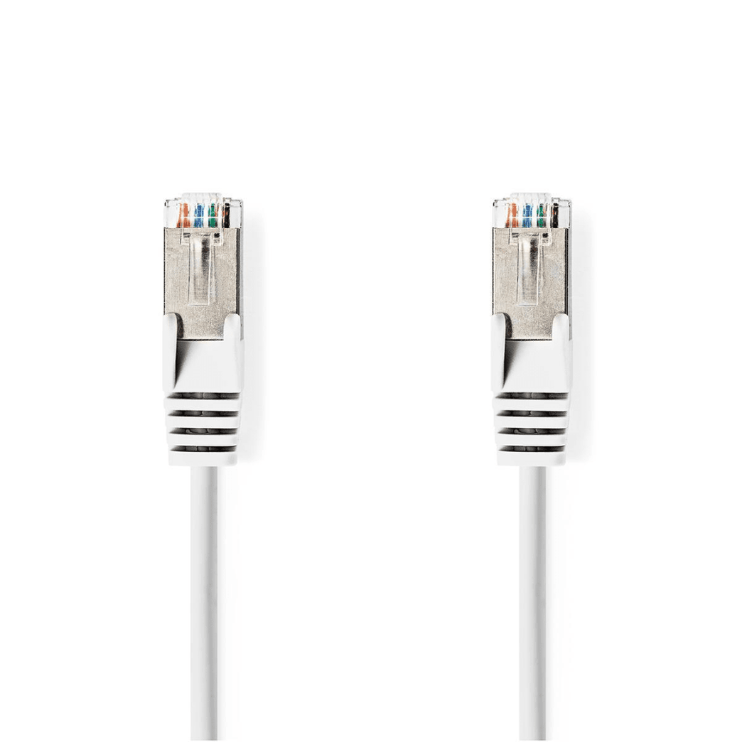 CAT6a netwerkkabel SF/UTP RJ45 Male RJ45 Male 7.50 m Rond PVC Wit Label