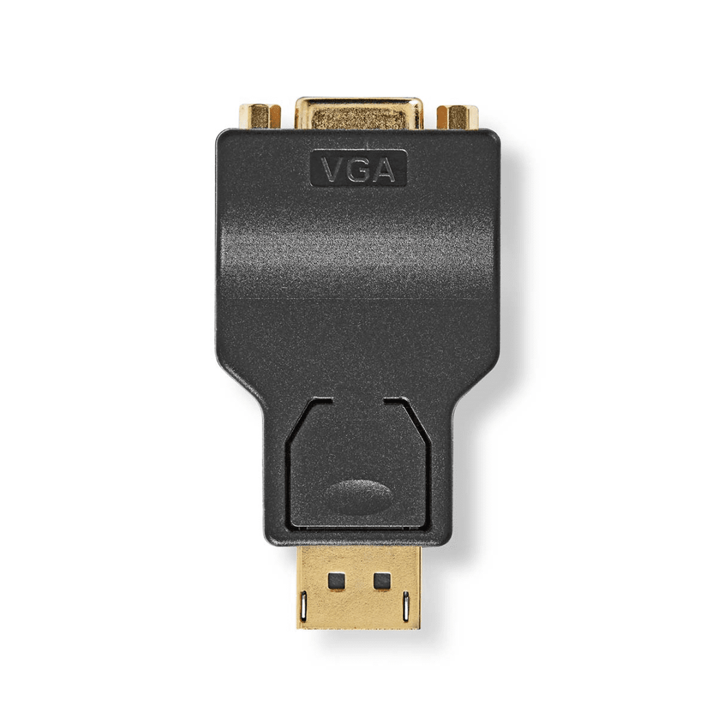 DisplayPort-Adapter DisplayPort Male VGA Female 15p 1080p Verguld Recht Rond ABS Antraciet Doos