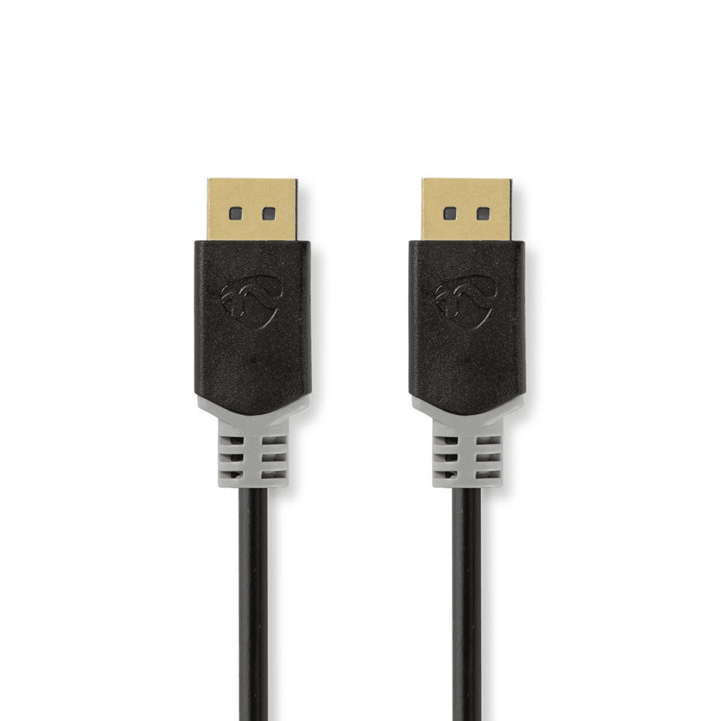 DisplayPort-Kabel DisplayPort Male DisplayPort Male 8K@60Hz Verguld 1.00 m Rond PVC Antraciet Doos