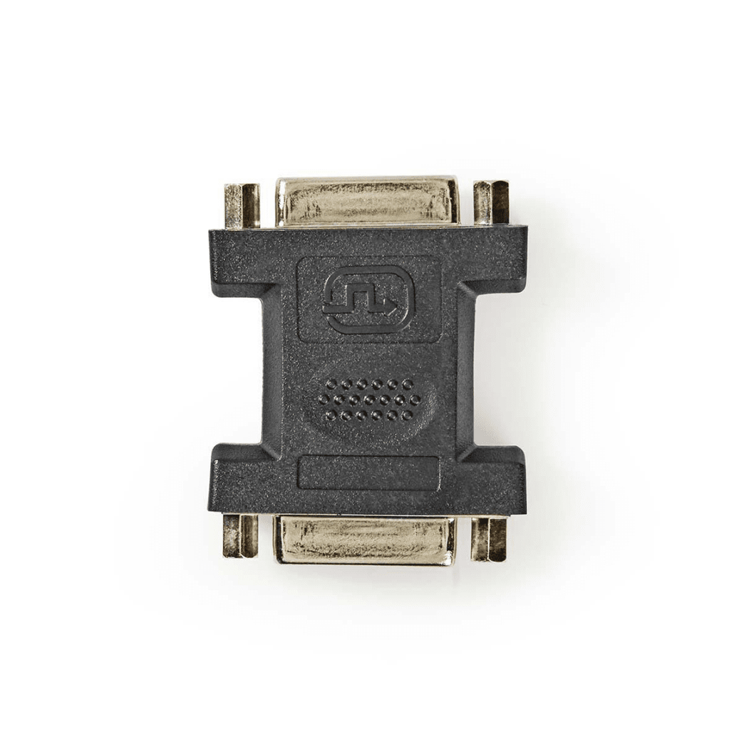 DVI-Adapter DVI-I 24+5-Pins Female DVI-I 24+5-Pins Female Vernikkeld Recht PVC Zwart Polybag
