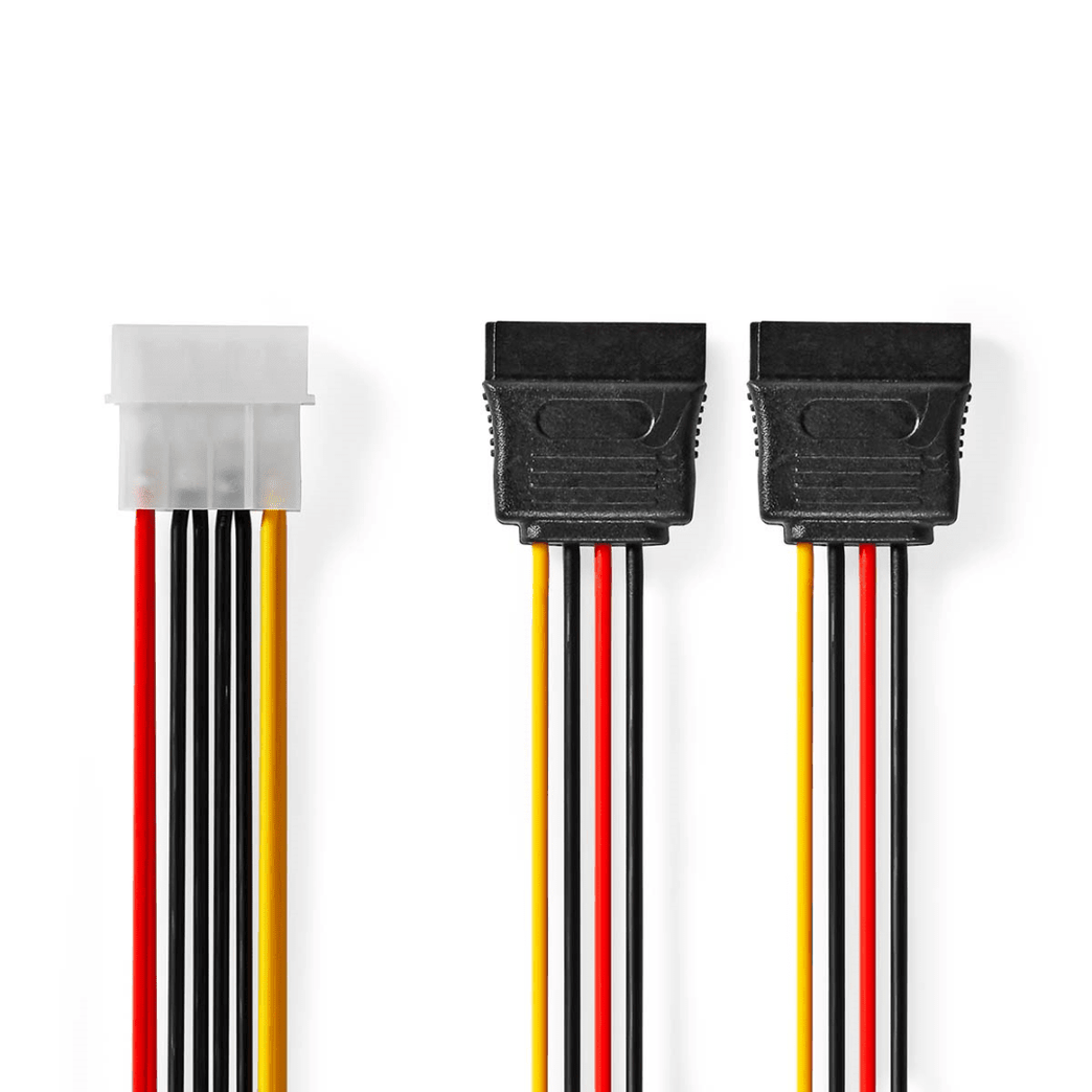 Interne Voedingskabel Molex Male 2x SATA 15-Pins Female Verguld 0.15 m Rond PVC Multicolour Envelop