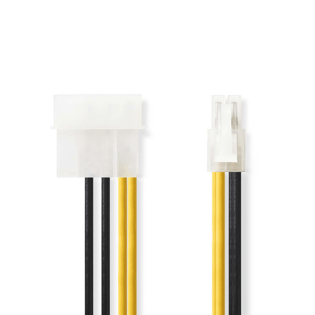 Interne Voedingskabel P4 Male Molex Male Verguld 0.20 m Rond PVC Geel / Zwart Polybag