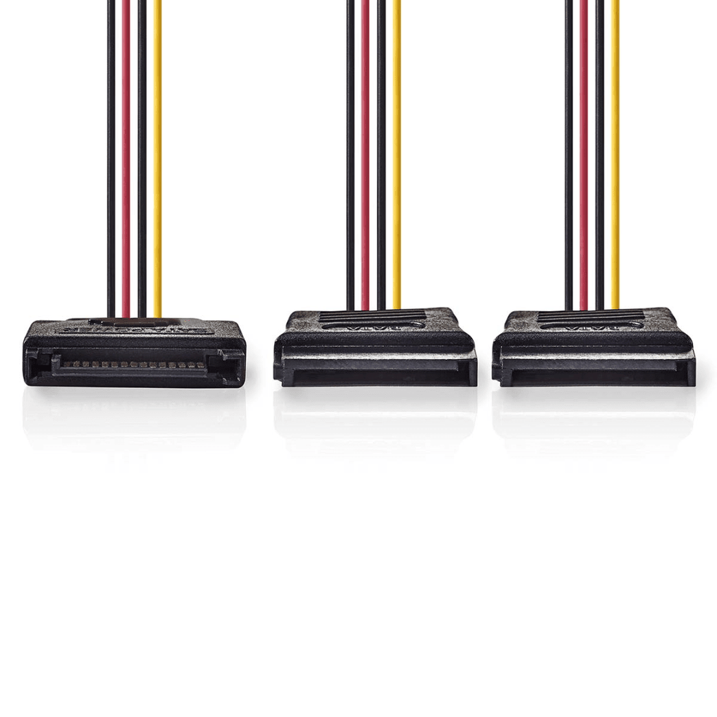 Interne Voedingskabel SATA 15-Pins Male 2x SATA 15-Pins Female Verguld 0.15 m Rond PVC Multicolour Doos