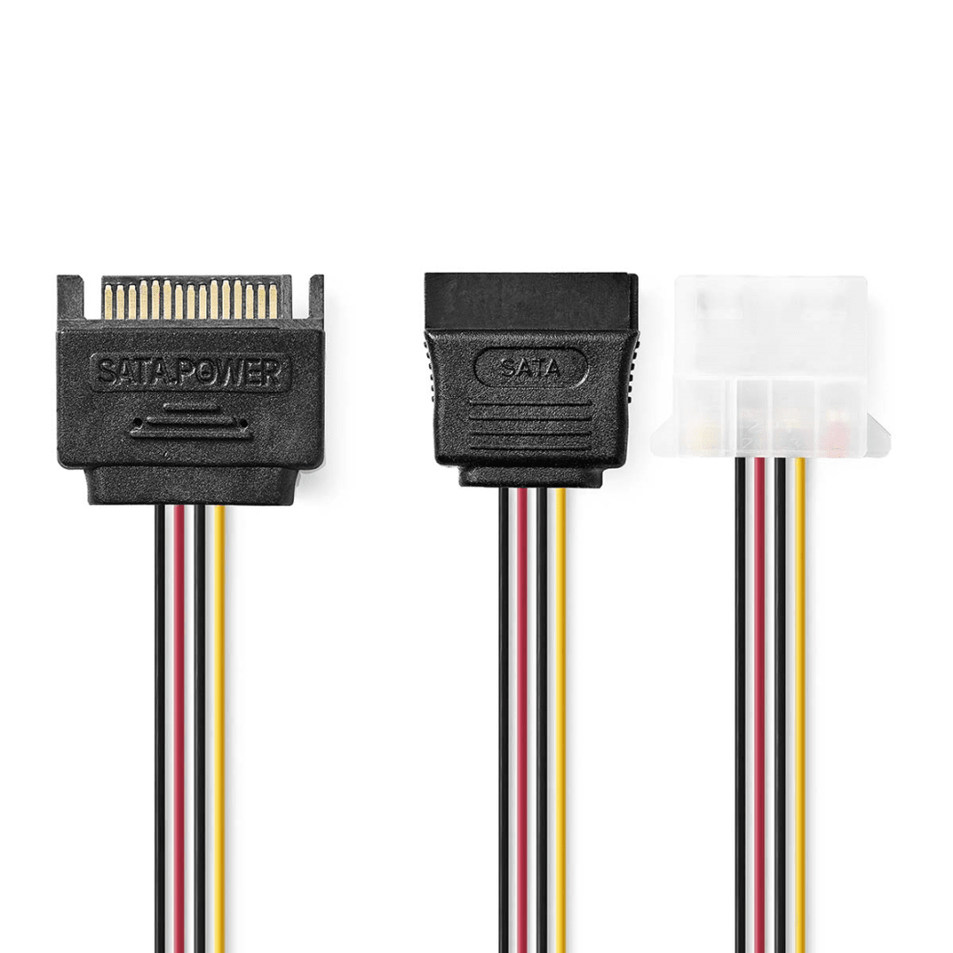 Interne Voedingskabel SATA 15-Pins Male Molex Female / SATA 15-Pins Female Verguld 0.20 m Rond PVC Multicolour Envelop