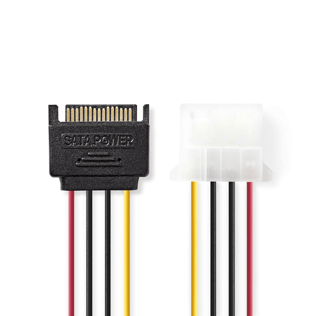 Interne Voedingskabel SATA 15-Pins Male Molex Female Verguld 0.15 m Rond PVC Multicolour Envelop