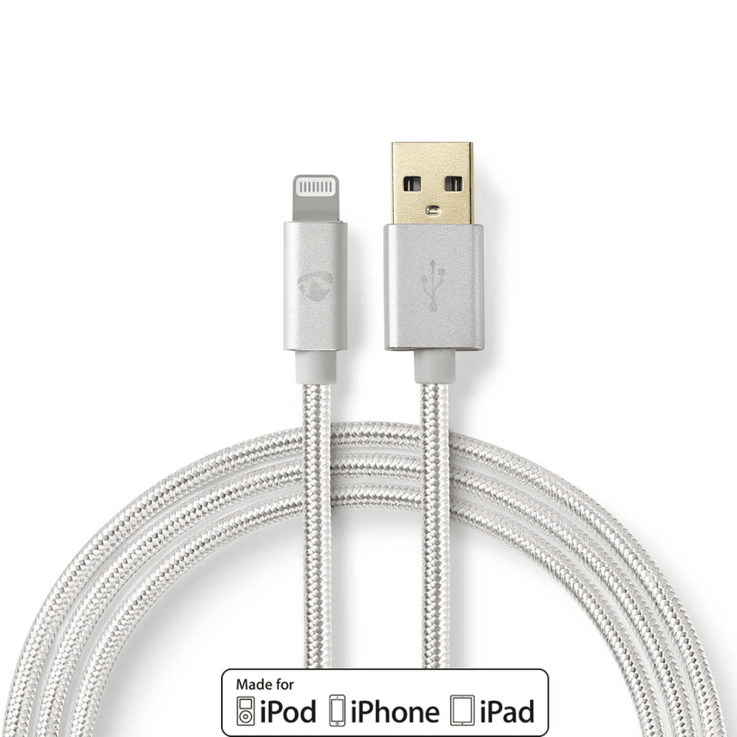 Lightning Kabel USB 2.0 Apple Lightning 8-Pins USB-A Male 480 Mbps Verguld 2.00 m Rond Gevlochten / Nylon Aluminium Cover Window Box