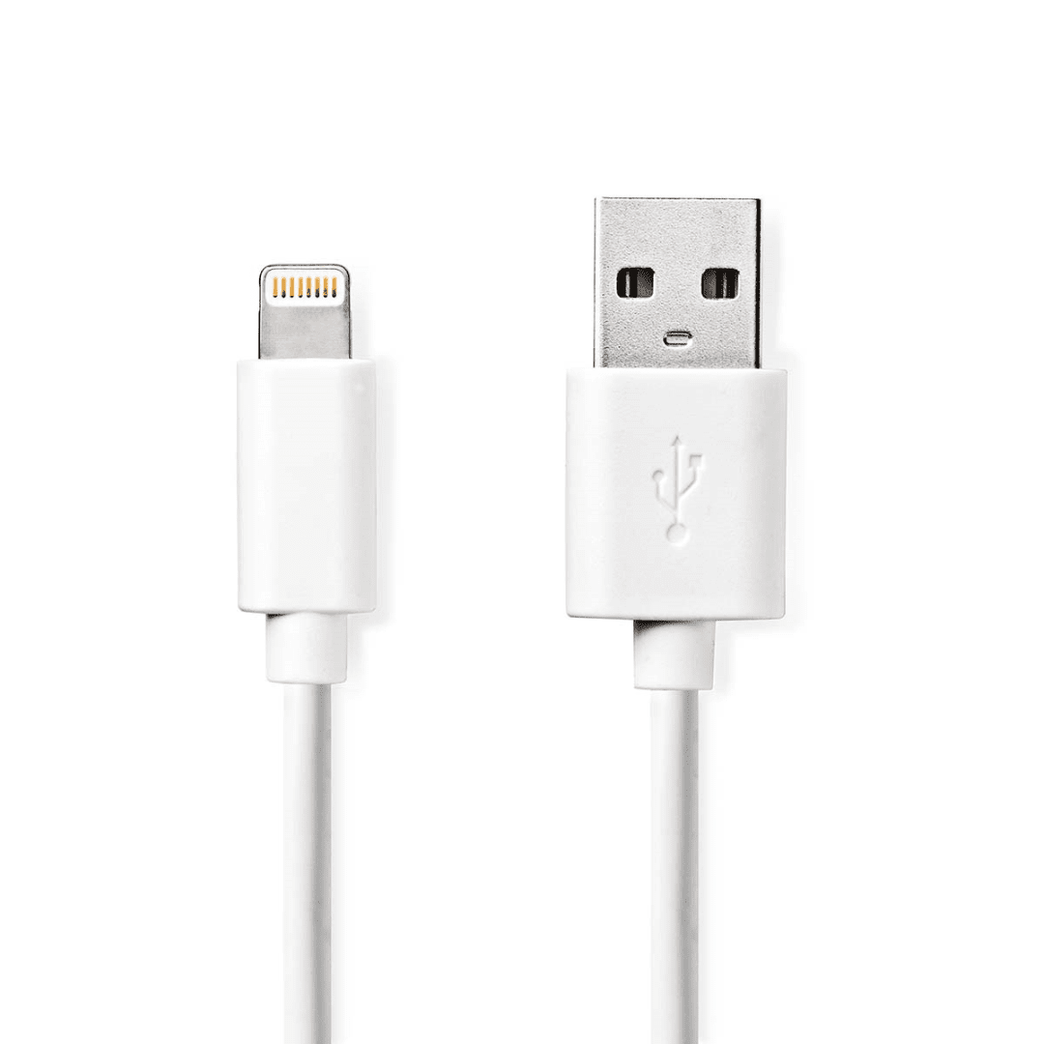 Lightning Kabel USB 2.0 Apple Lightning 8-Pins USB-A Male 480 Mbps Vernikkeld 1.00 m Rond PVC Wit Label