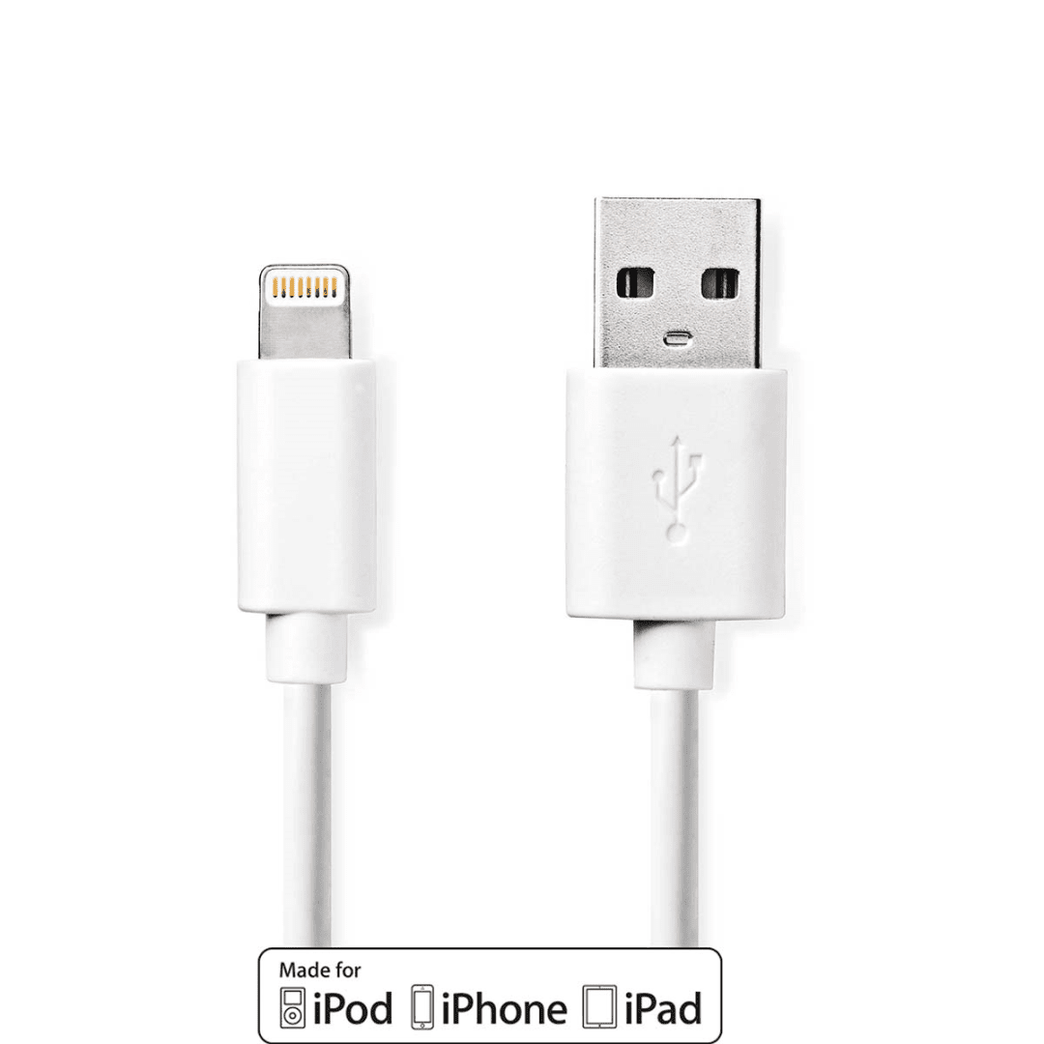 Lightning Kabel USB 2.0 Apple Lightning 8-Pins USB-A Male 480 Mbps Vernikkeld 3.00 m Rond PVC Wit Doos
