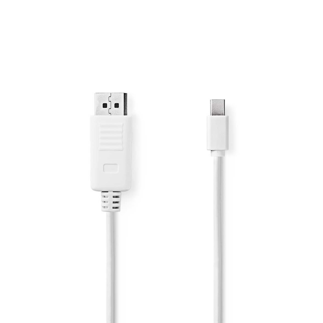 Mini DisplayPort-Kabel DisplayPort 1.2 Mini-DisplayPort Male DisplayPort Male 21.6 Gbps Vernikkeld 2.00 m Rond PVC Wit Polybag