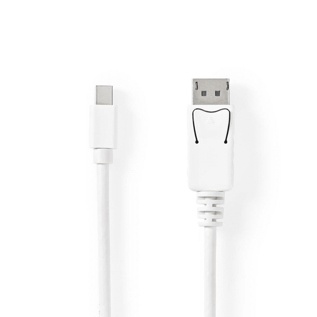 Mini DisplayPort-Kabel DisplayPort 1.4 Mini-DisplayPort Male DisplayPort Male 48 Gbps Vernikkeld 2.00 m Rond PVC Wit Blister