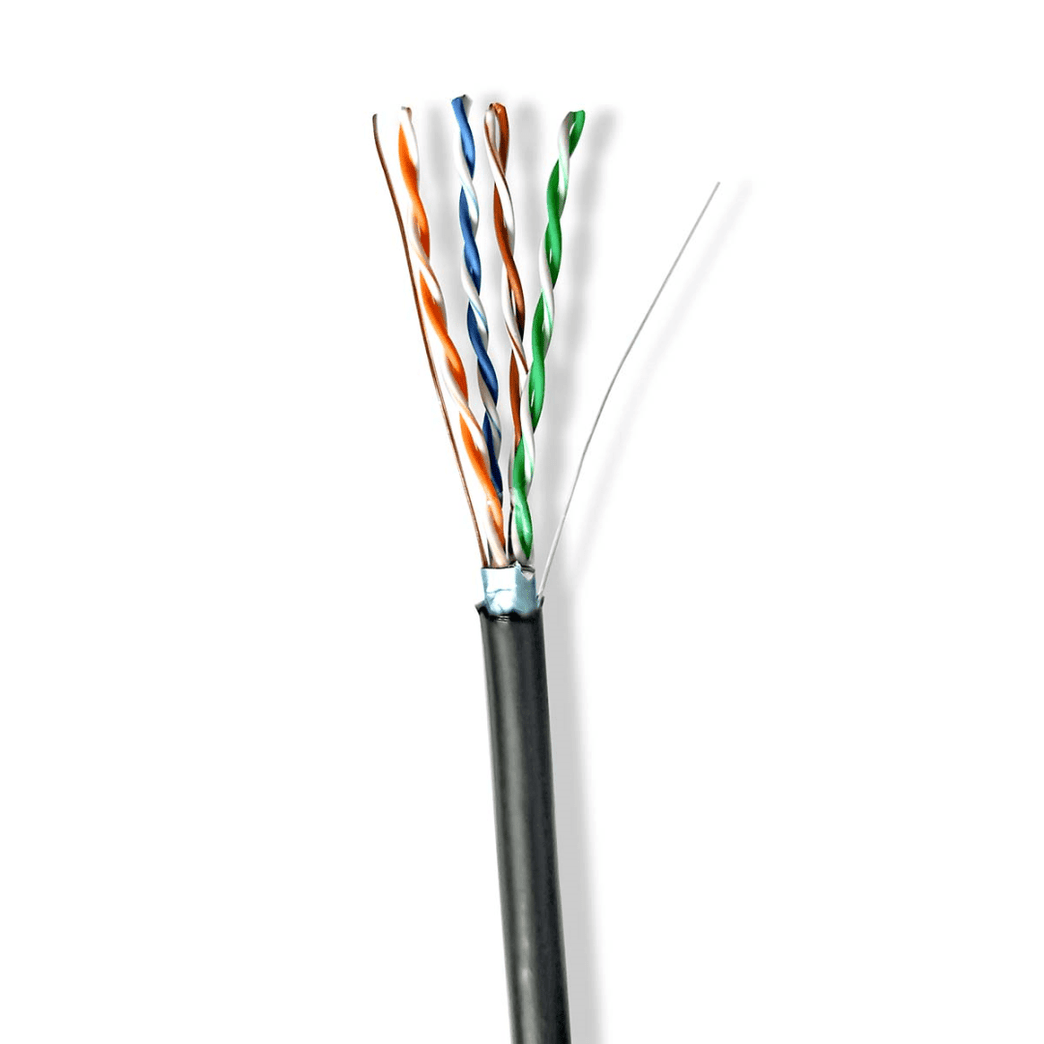 Netwerk Kabel Rol CAT5e Solid F/UTP Koper 305.0 m Buitenshuis Rond PE Zwart Gift Box