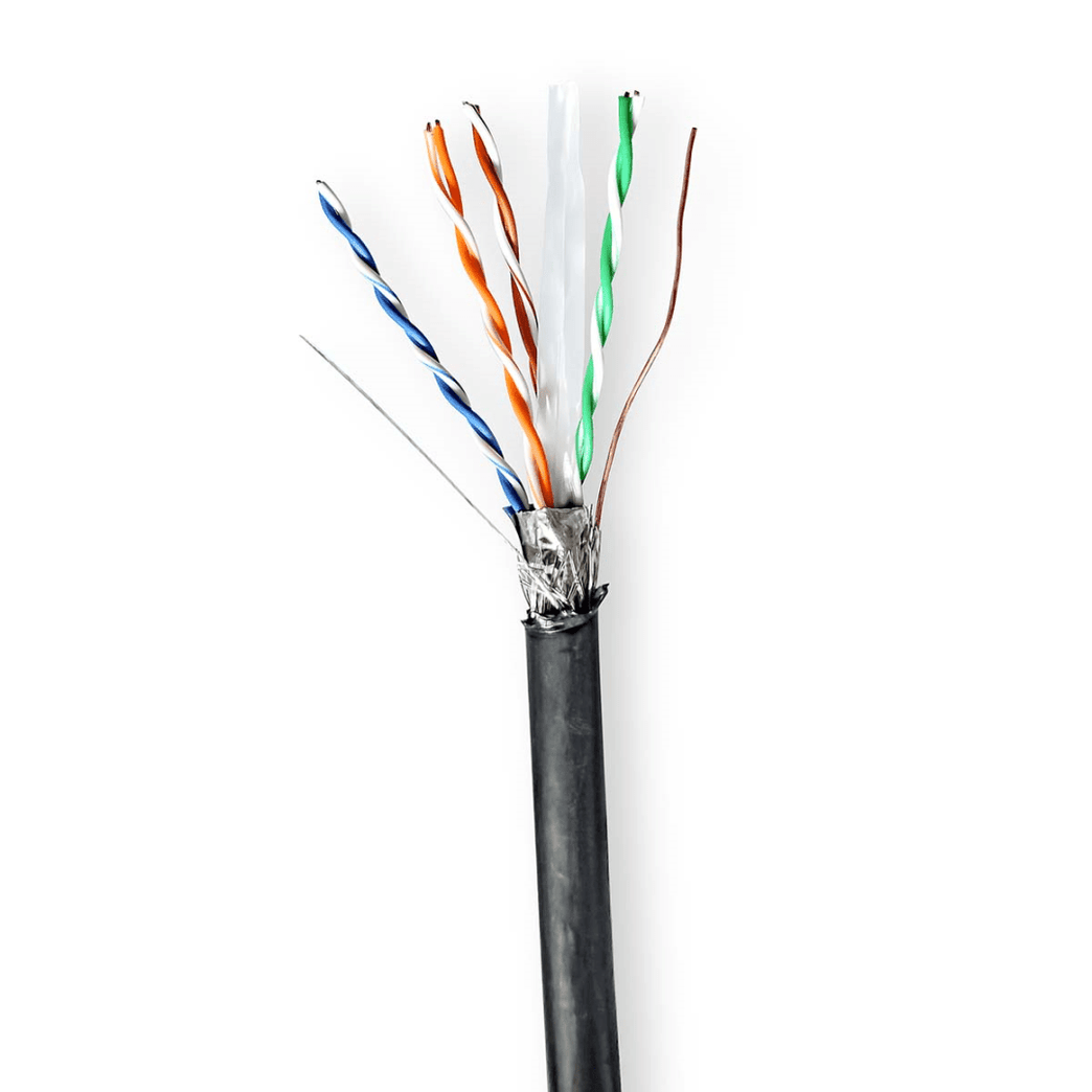 Netwerk Kabel Rol CAT6 Solid S/FTP Koper 305.0 m Buitenshuis Rond PE Zwart Gift Box