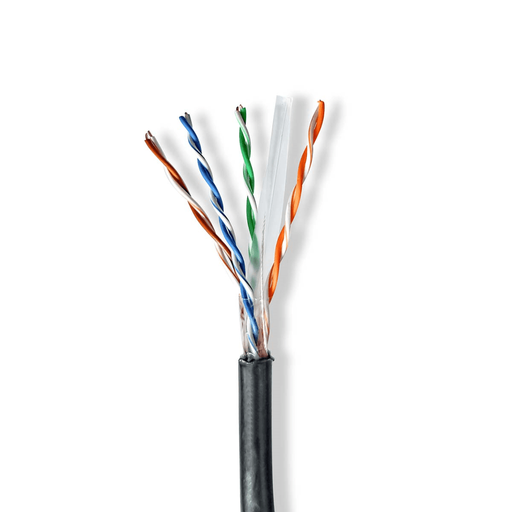 Netwerk Kabel Rol CAT6 Solid U/UTP CCA 100.0 m Buitenshuis Rond PE Zwart Gift Box