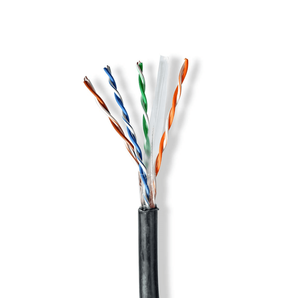 Netwerk Kabel Rol CAT6 Solid U/UTP CCA 305.0 m Buitenshuis Rond PE Zwart Gift Box