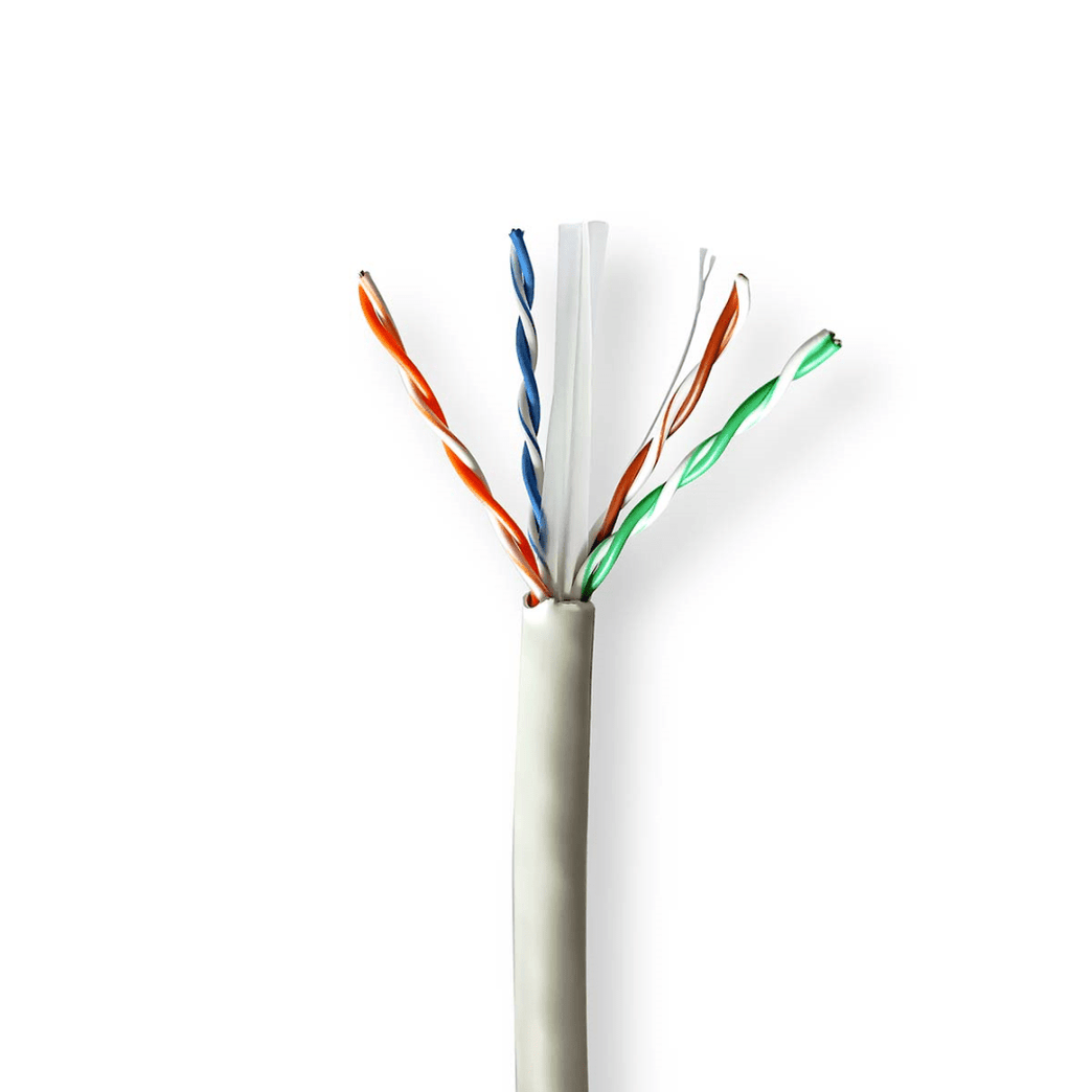 Netwerk Kabel Rol CAT6 Solid U/UTP Koper 100.0 m Binnenshuis Rond LSZH Grijs Gift Box