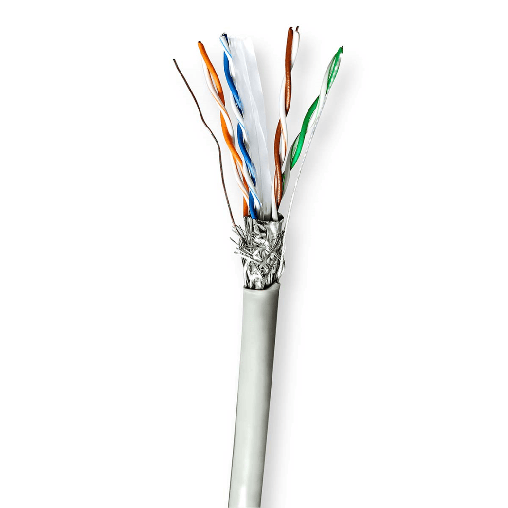 Netwerk Kabel Rol CAT6 Stranded S/FTP CCA 100.0 m Binnenshuis Rond PVC Grijs Gift Box