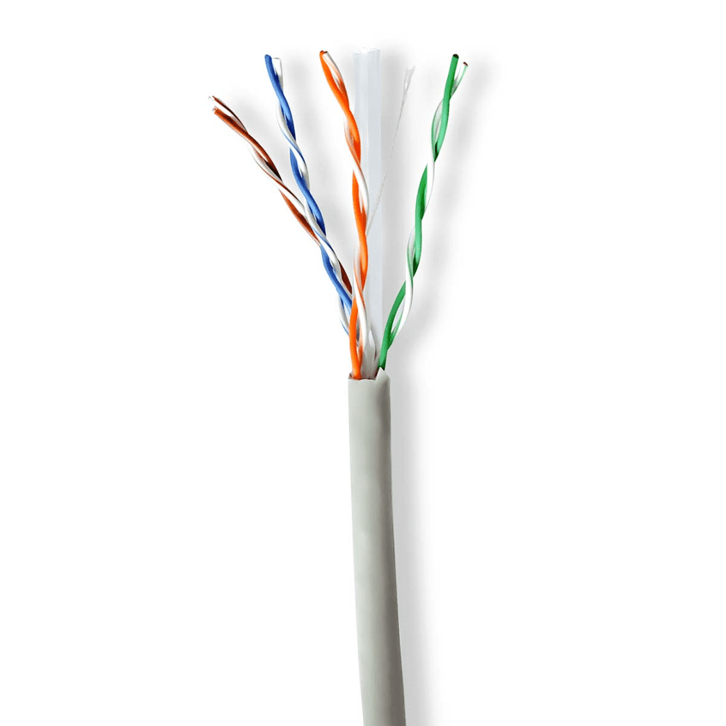 Netwerk Kabel Rol CAT6 Stranded U/UTP CCA 305.0 m Binnenshuis Rond PVC Grijs Trekdoos