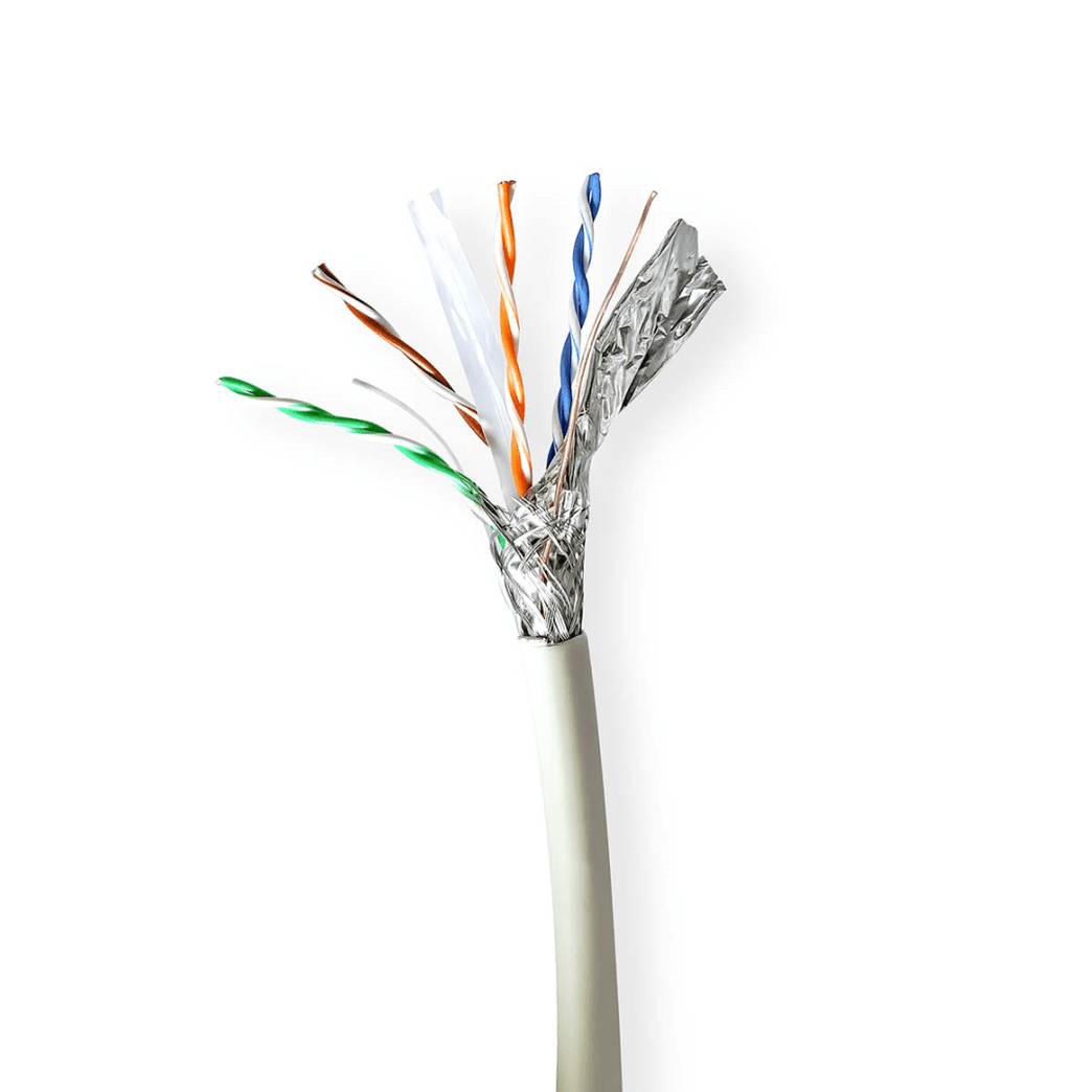 Netwerk Kabel Rol CAT6a Solid S/FTP Koper 305.0 m Binnenshuis Rond LSZH Grijs Trekdoos