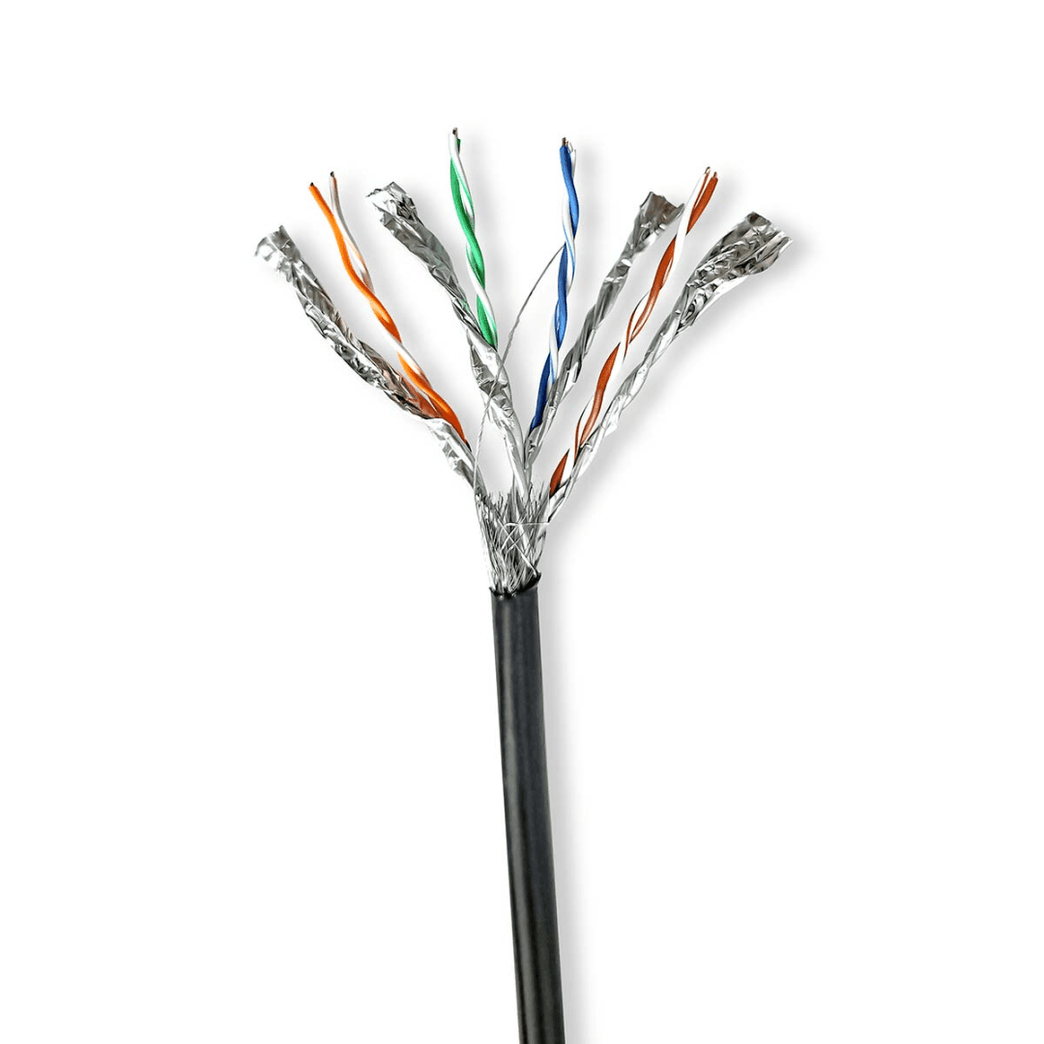 Netwerk Kabel Rol CAT7 Solid S/FTP Koper 100.0 m Buitenshuis Rond PE Zwart Gift Box