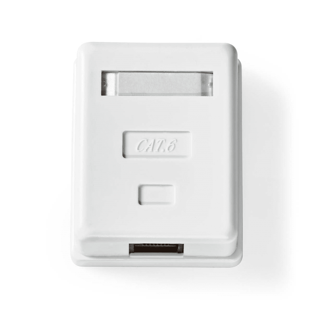 Netwerk Wanddoos Opbouw 1 poort en UTP CAT6 Recht Female Goud Verguld PVC Wit Envelop