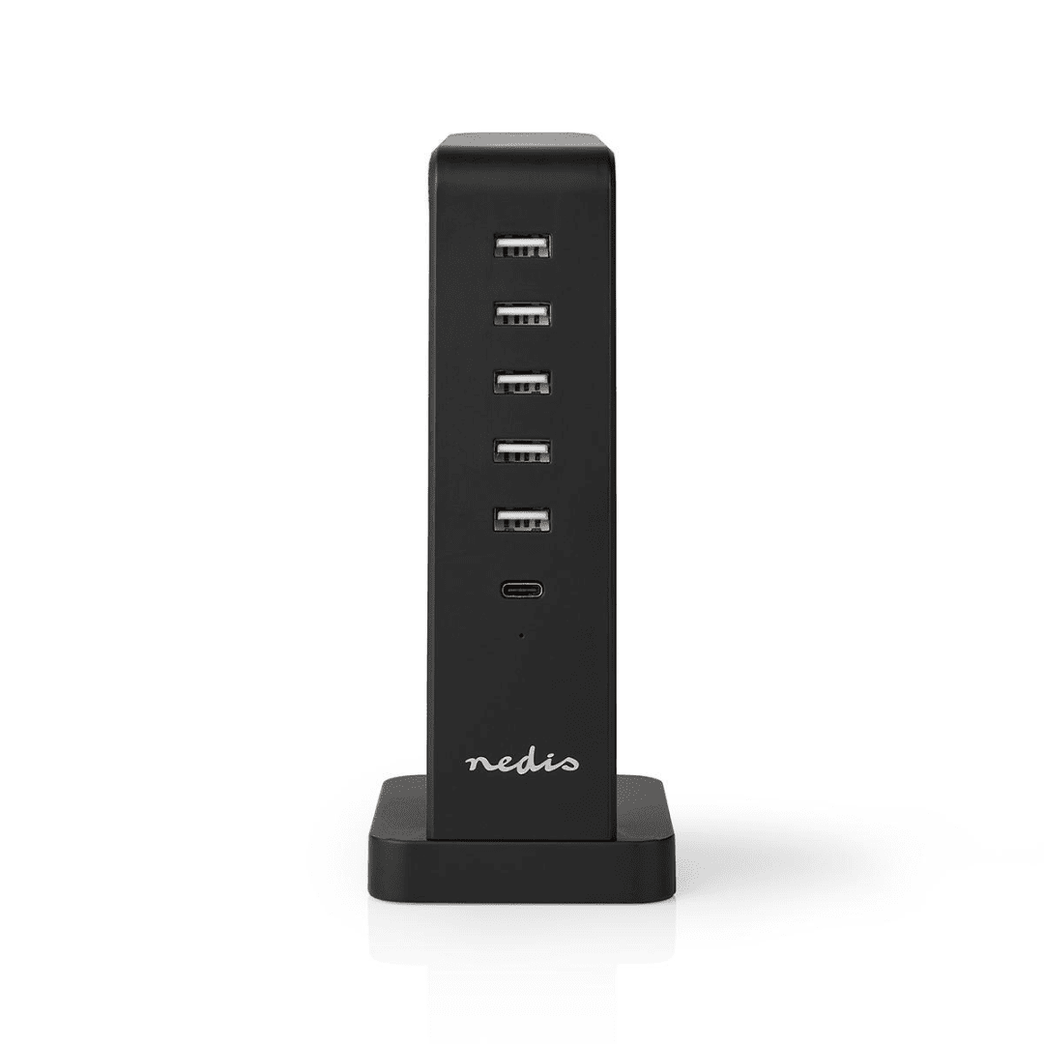 Oplader Snellaad functie PD2.0 30W 1x 1,0 A / 1x 3,0 A / 4x 2,1 A Outputs: 6 USB-C / 5x USB-A Geen Kabel Inbegrepen 45 W Automatische voltage selectie