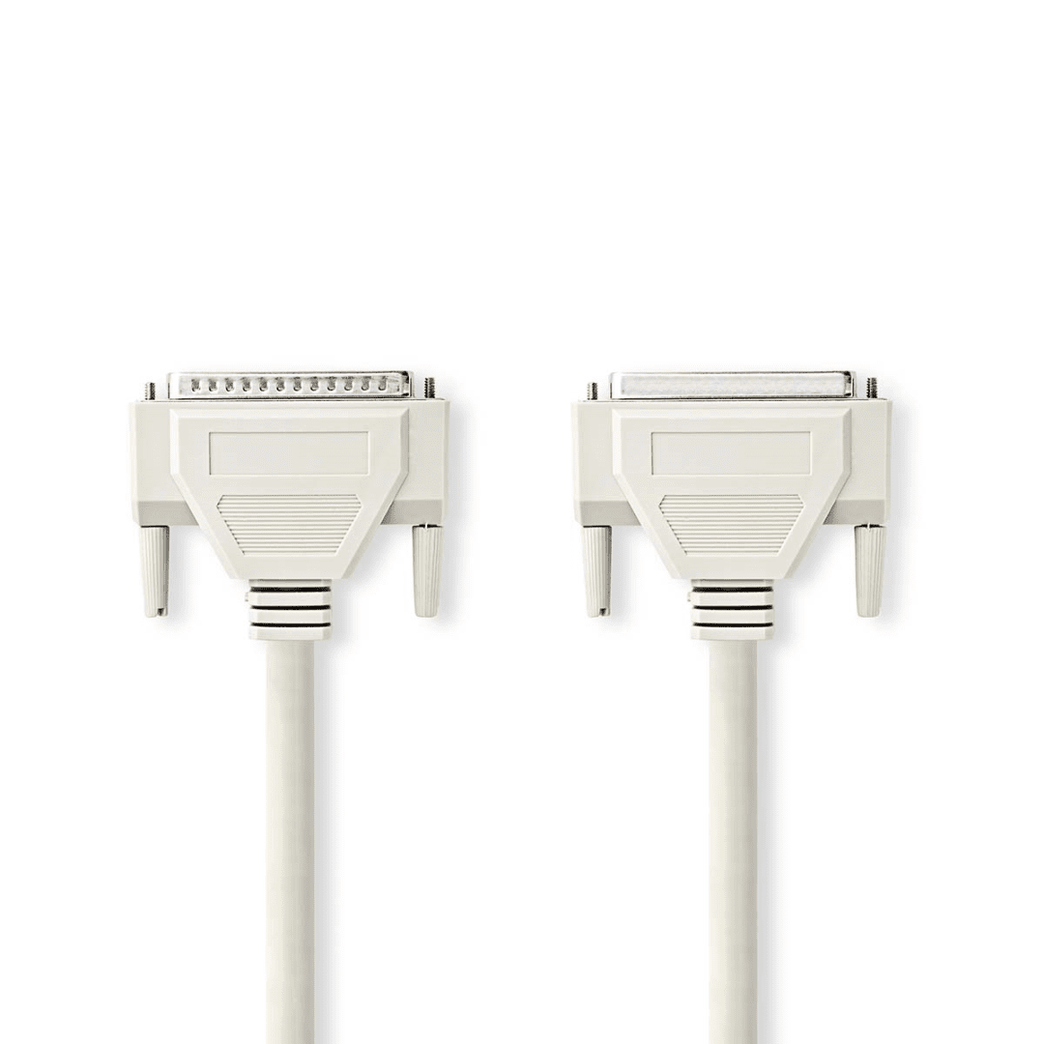 Seriële Kabel D-SUB 25-Pins Male D-SUB 25-Pins Female Vernikkeld 5.00 m Rond PVC Ivoor Polybag