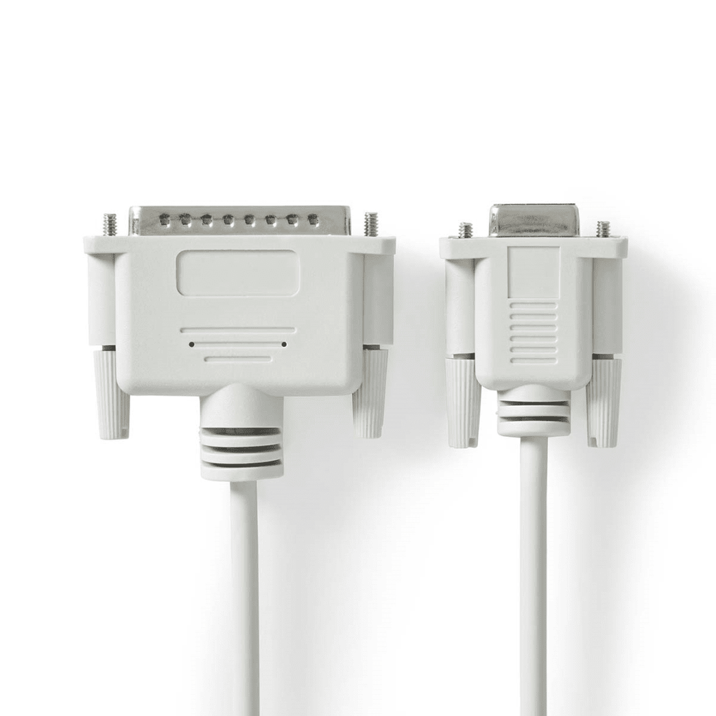 Seriële Kabel D-SUB 25-Pins Male D-SUB 9-Pins Female Vernikkeld 2.00 m Rond PVC Ivoor Envelop