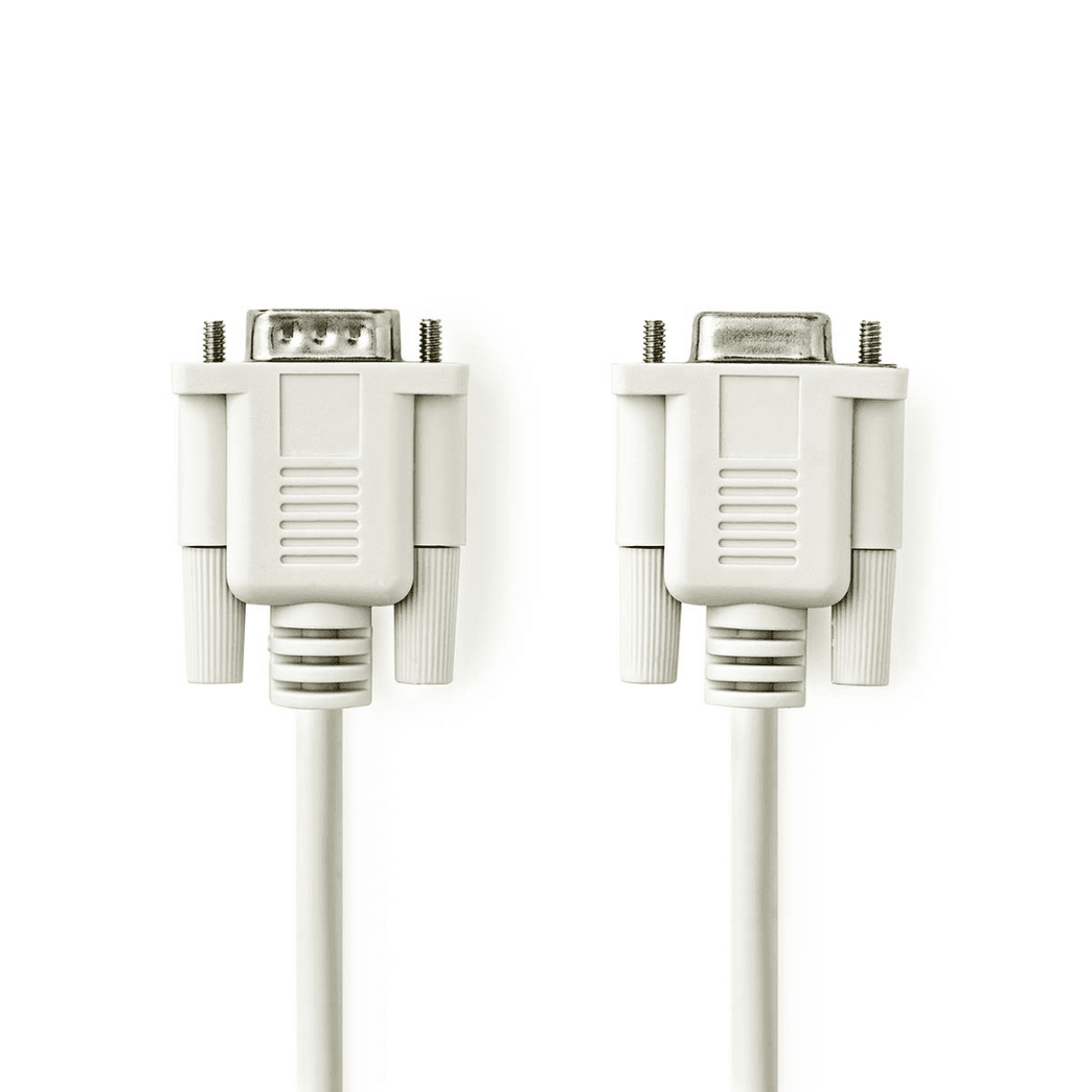 Seriële Kabel D-SUB 9-Pins Male D-SUB 9-Pins Female Vernikkeld 2.00 m Rond PVC Ivoor Envelop