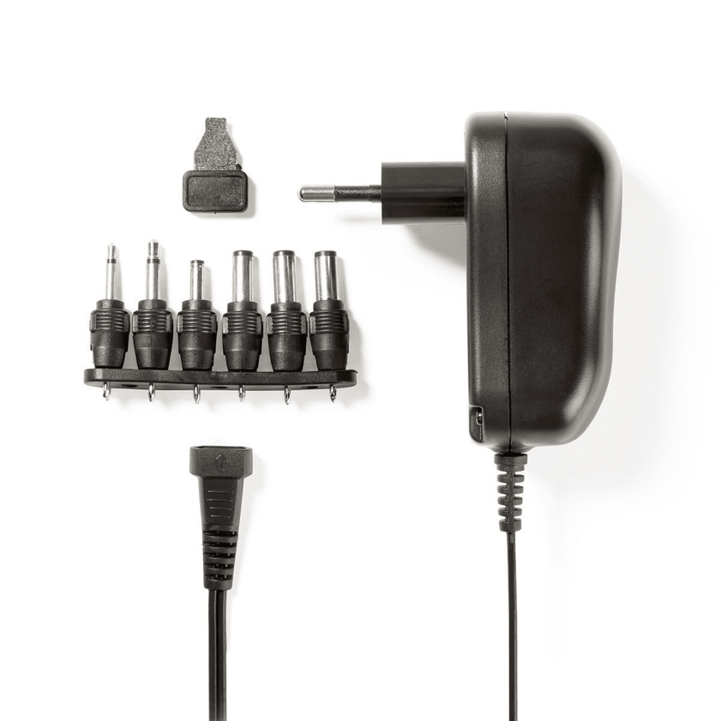 Universele AC-Stroomadapter 12 W 3 - 12 V DC 1.80 m 2.0 A 6 plug s Zwart