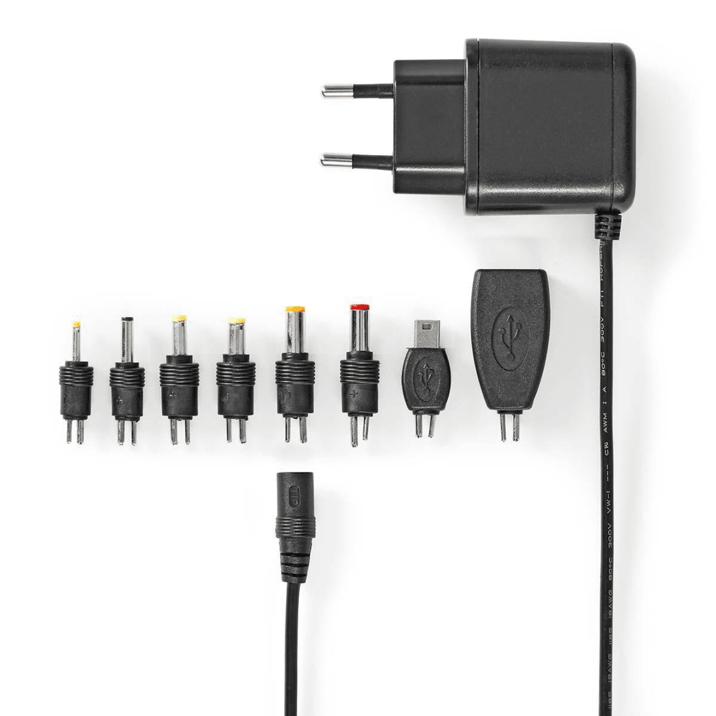Universele AC-Stroomadapter 12.5 W 5 V DC 1.60 m 2.5 A 8 plug s Zwart