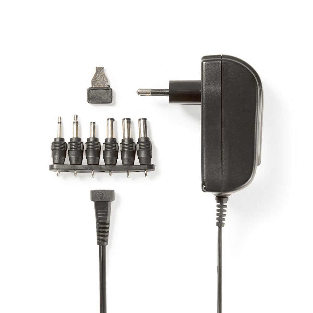 Universele AC-Stroomadapter 18 W 3 - 12 V DC 1.80 m 2.1 A 6 plug s Zwart