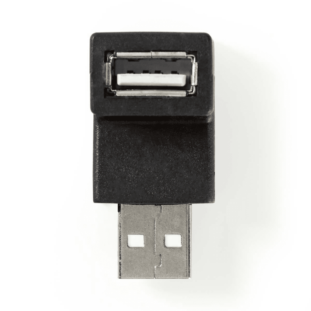 USB-A Adapter USB 2.0 USB-A Male USB-A Female 480 Mbps Rond Vernikkeld PVC Zwart Envelop