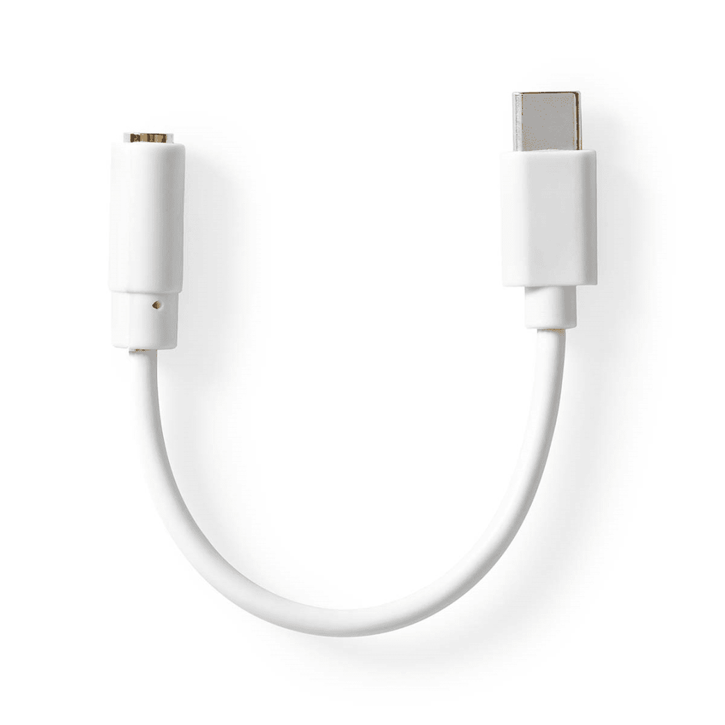USB-C Adapter USB 2.0 USB-C Male 3,5 mm Female 0.10 m Rond Vernikkeld PVC Wit Doos