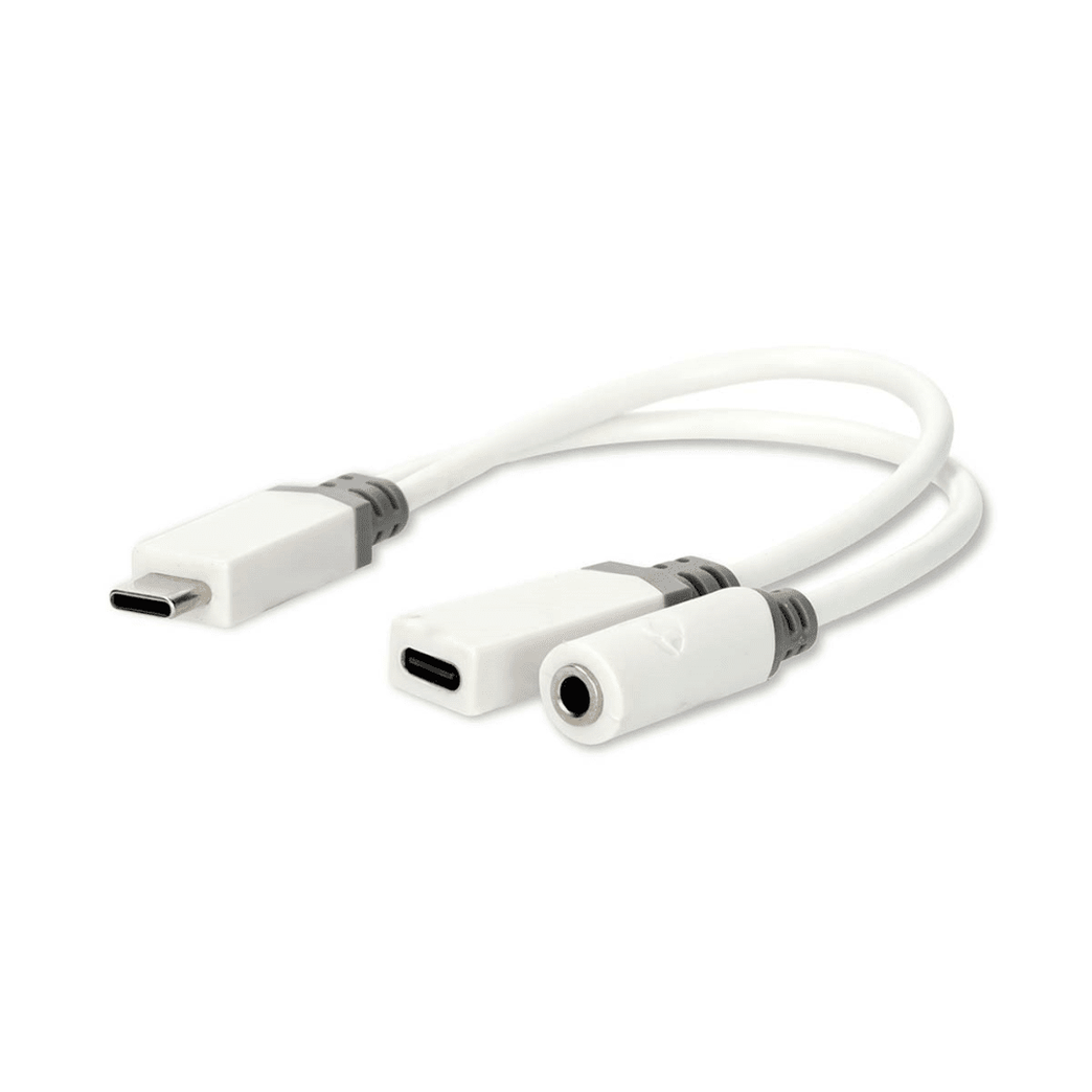 USB-C Adapter USB 2.0 USB-C Male USB-C Female / 3,5 mm Female 0.10 m Rond Verguld PVC Wit Doos