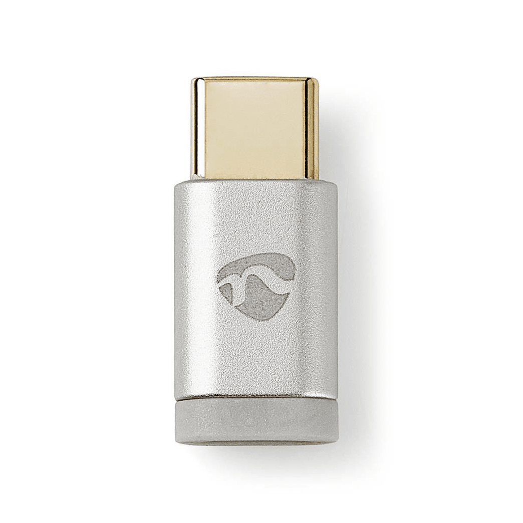 USB-C Adapter USB 2.0 USB-C Male USB Micro-B Female 480 Mbps Rond Verguld Zilver Cover Window Box