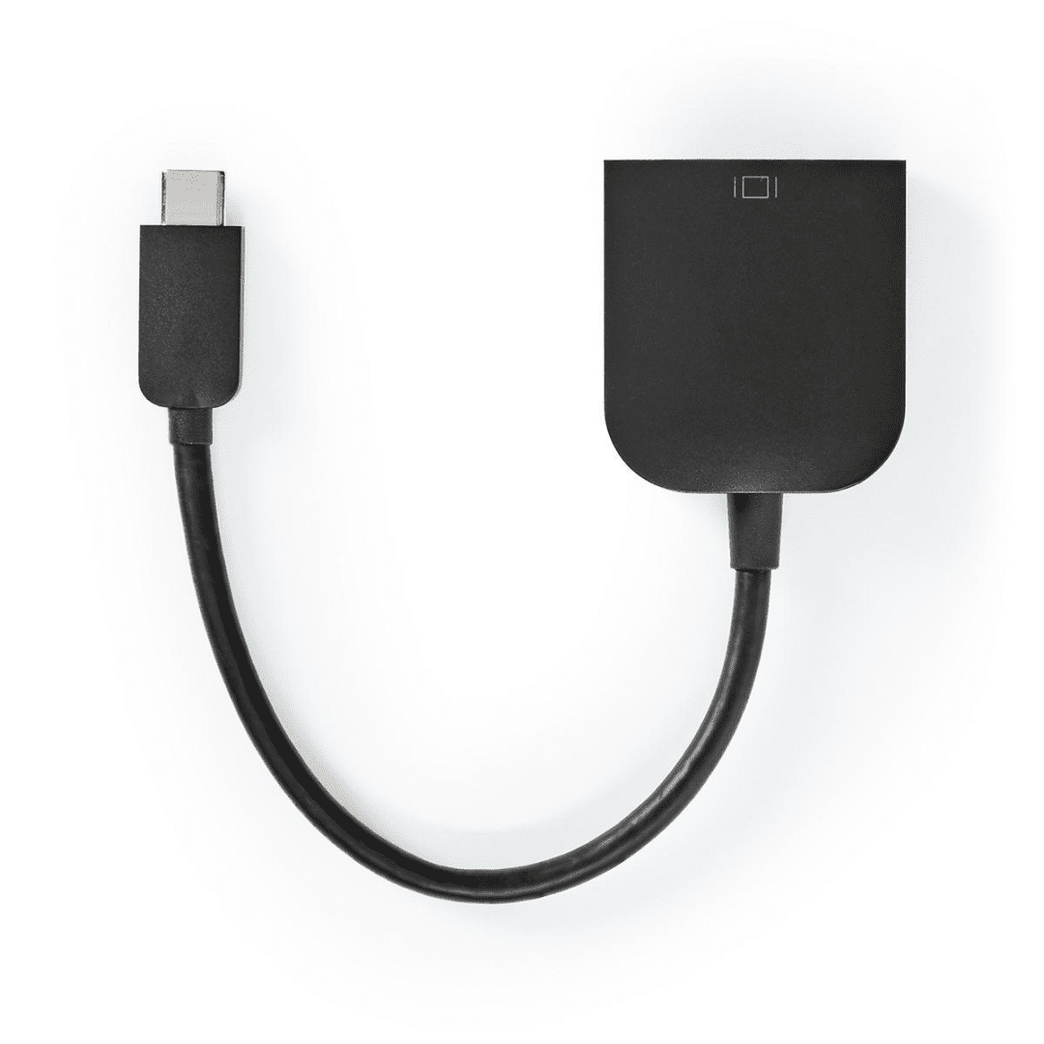 USB-C Adapter USB 3.2 Gen 1 USB-C Male VGA Female 15p 1920x1200 5 Gbps 0.20 m Rond Vernikkeld PVC Zwart Polybag
